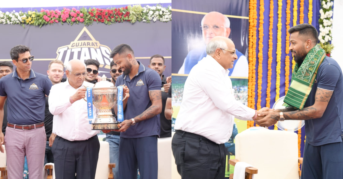 IPL 2022: Gujarat Titans Team, Captain Hardik Pandya Felicitated By Gujarat CM Bhupendra Patel