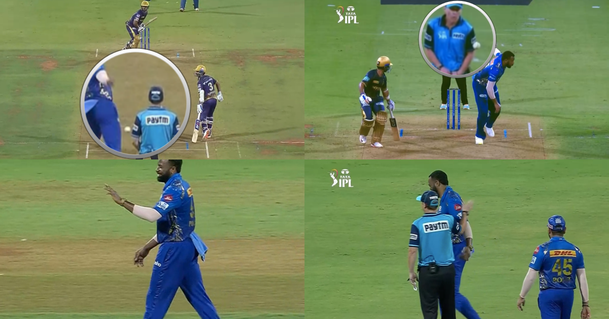 MI vs KKR: Watch - Ball Slips From Kieron Pollard's Hand During Bowling Stride, Hits The Umpire