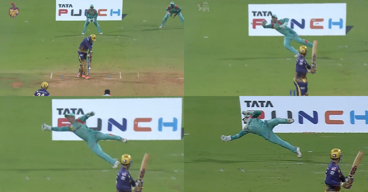 KKR vs LSG: Watch - Quinton de Kock Plucks One-Handed Stunner To Send Back Venkatesh Iyer