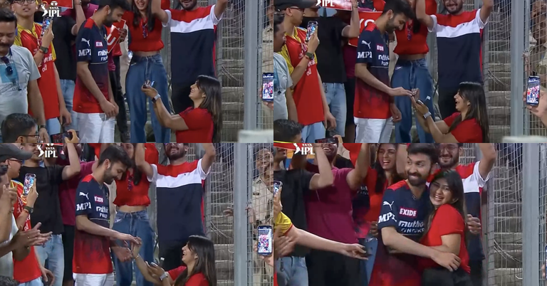 RCB vs CSK: Watch - RCB Fan Couple Gets Hitched As Guy Says Yes To Girl's Proposal In Stands During RCB vs CSK Match At Pune