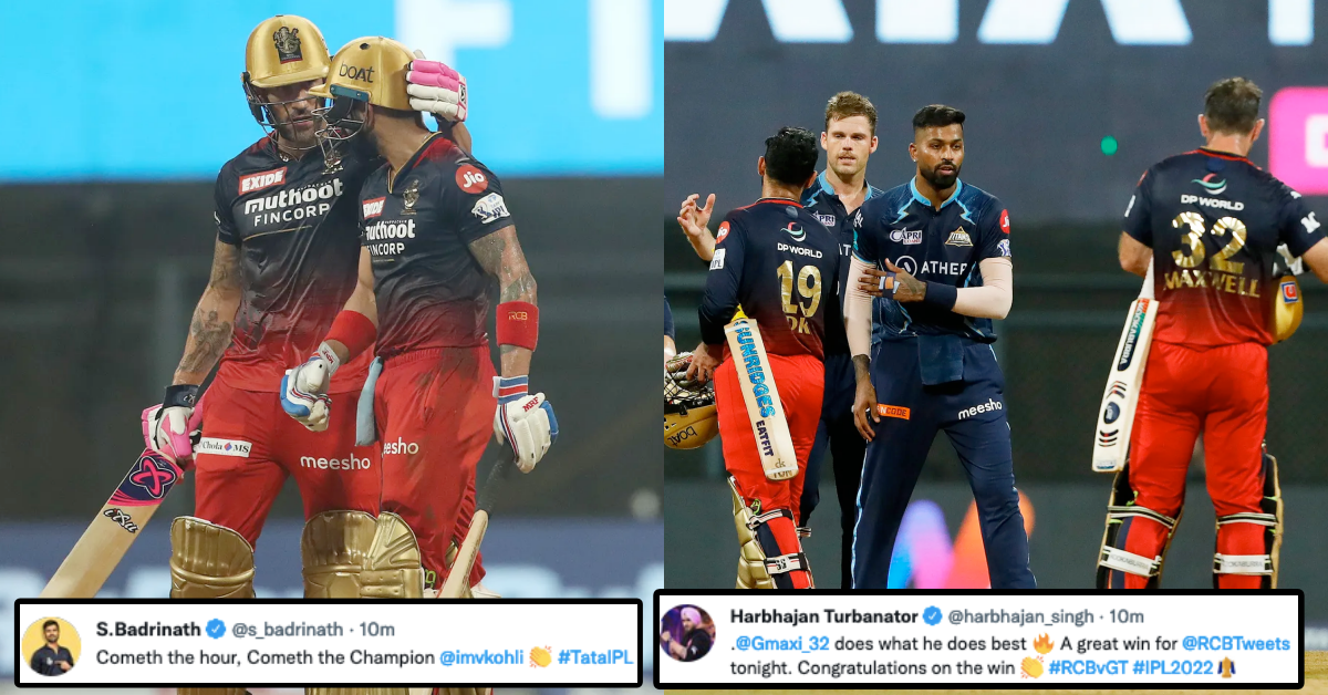 RCB vs GT: Twitter Reacts As Virat Kohli, Faf du Plessis, Glenn Maxwell Help RCB Win Over GT To Keep IPL 2022 Playoffs Hopes Alive