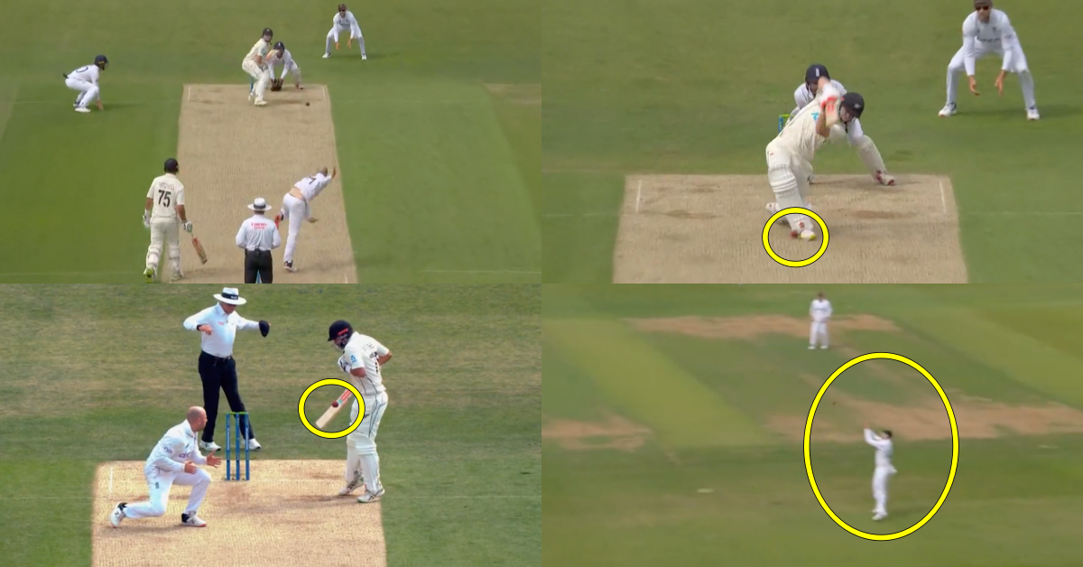 ENG vs NZ: Watch - Henry Nicholls Gets Dismissed In An Unlucky Way As Ball Ricochets Off Non-Striker Daryl Mitchell's Bat And Goes Into The Hands Of Fielder Alex Lees