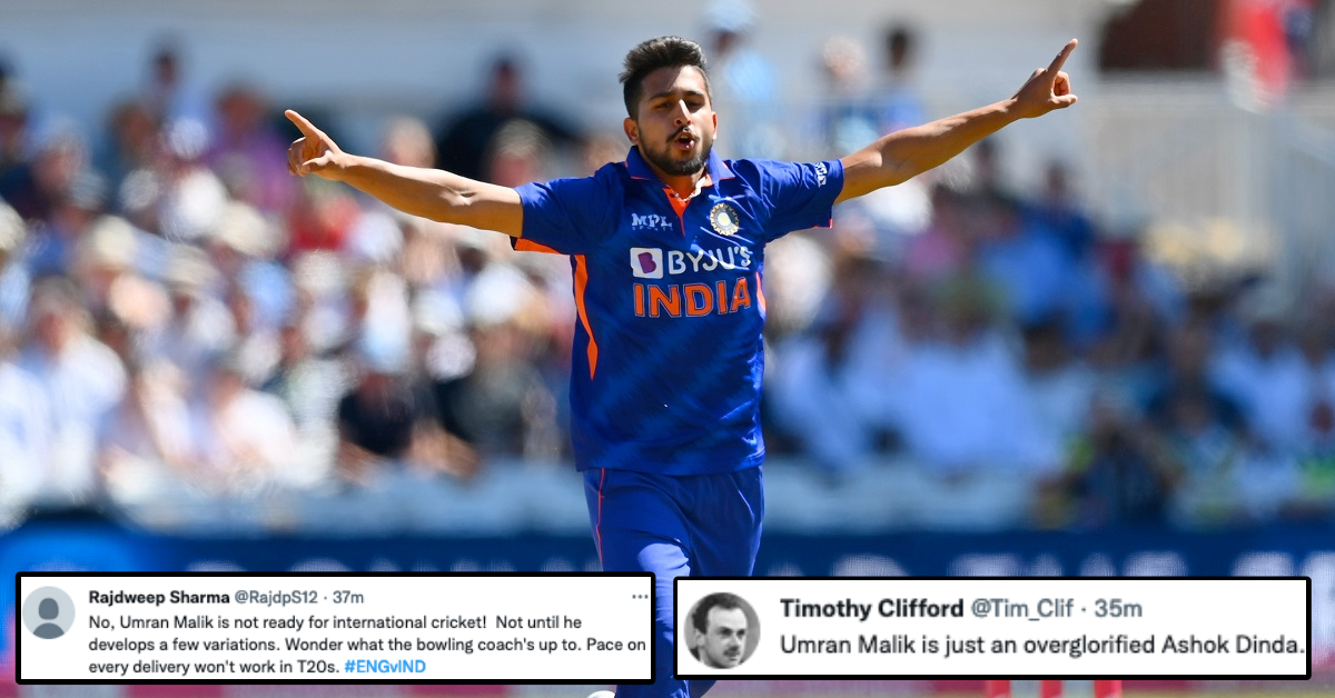 “Umran Malik Is Just An Overglorified Dinda” – Twitter Reacts As Umran Leaks 56 Runs In 3rd T20I vs England In Nottingham