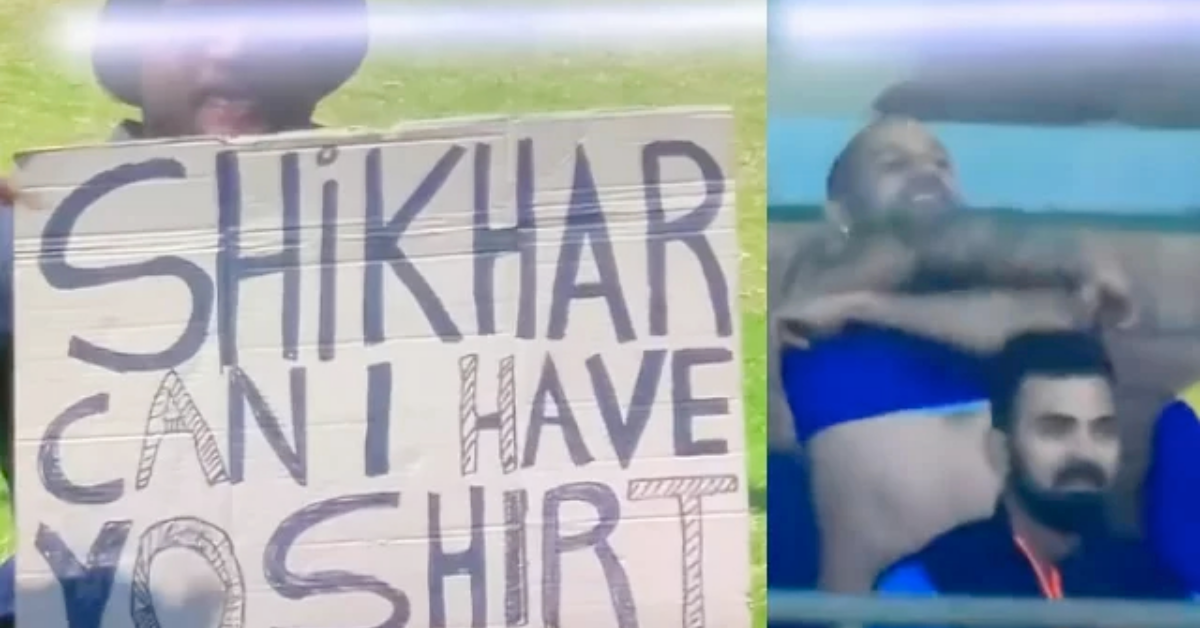 Watch: Shikhar Dhawan Gives Amazing Response To A Fan Holding A Sign Asking For His Shirt