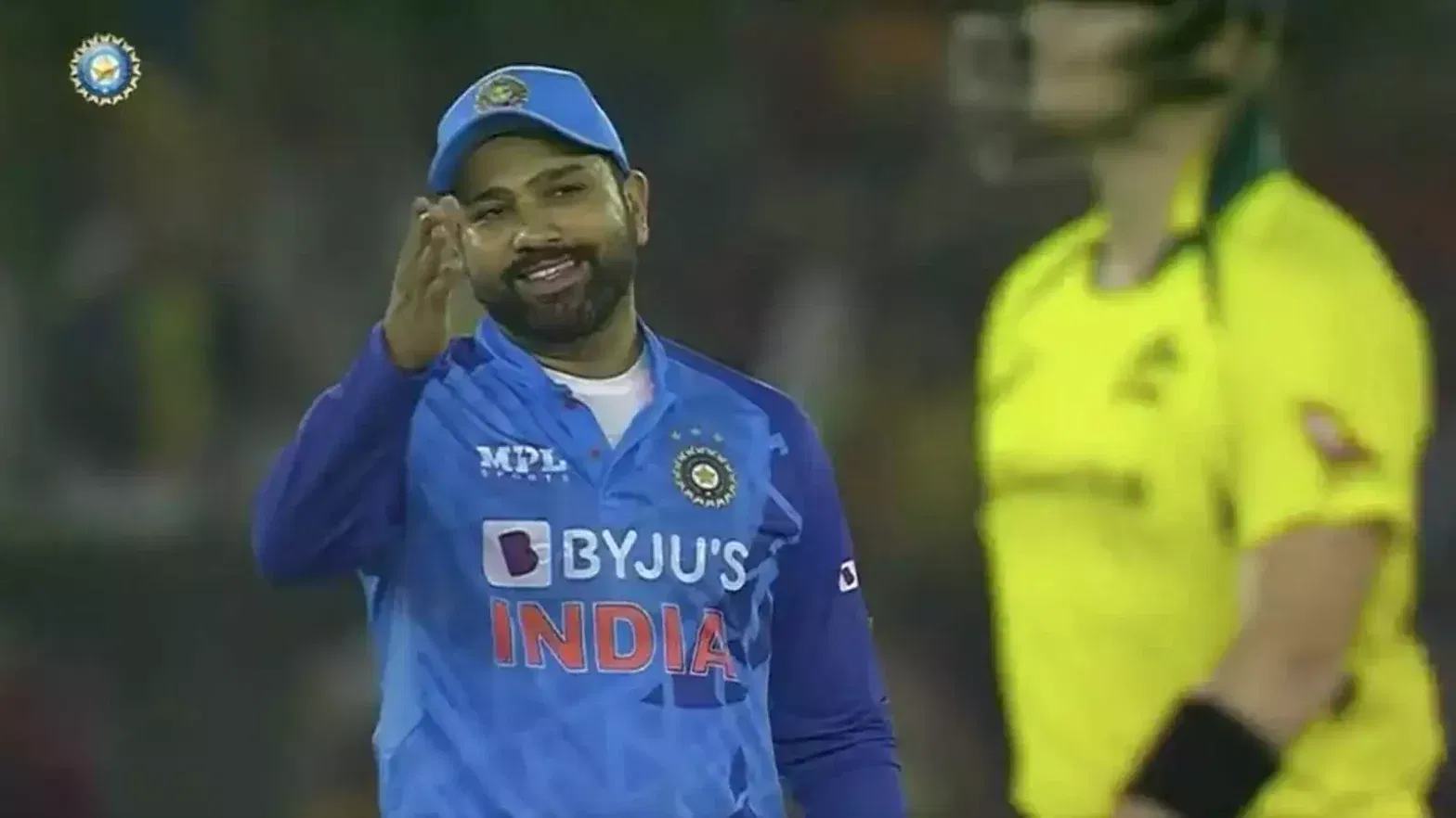 Rohit Sharma smiled when he saw Steve Smith not go off despite being caught behind.