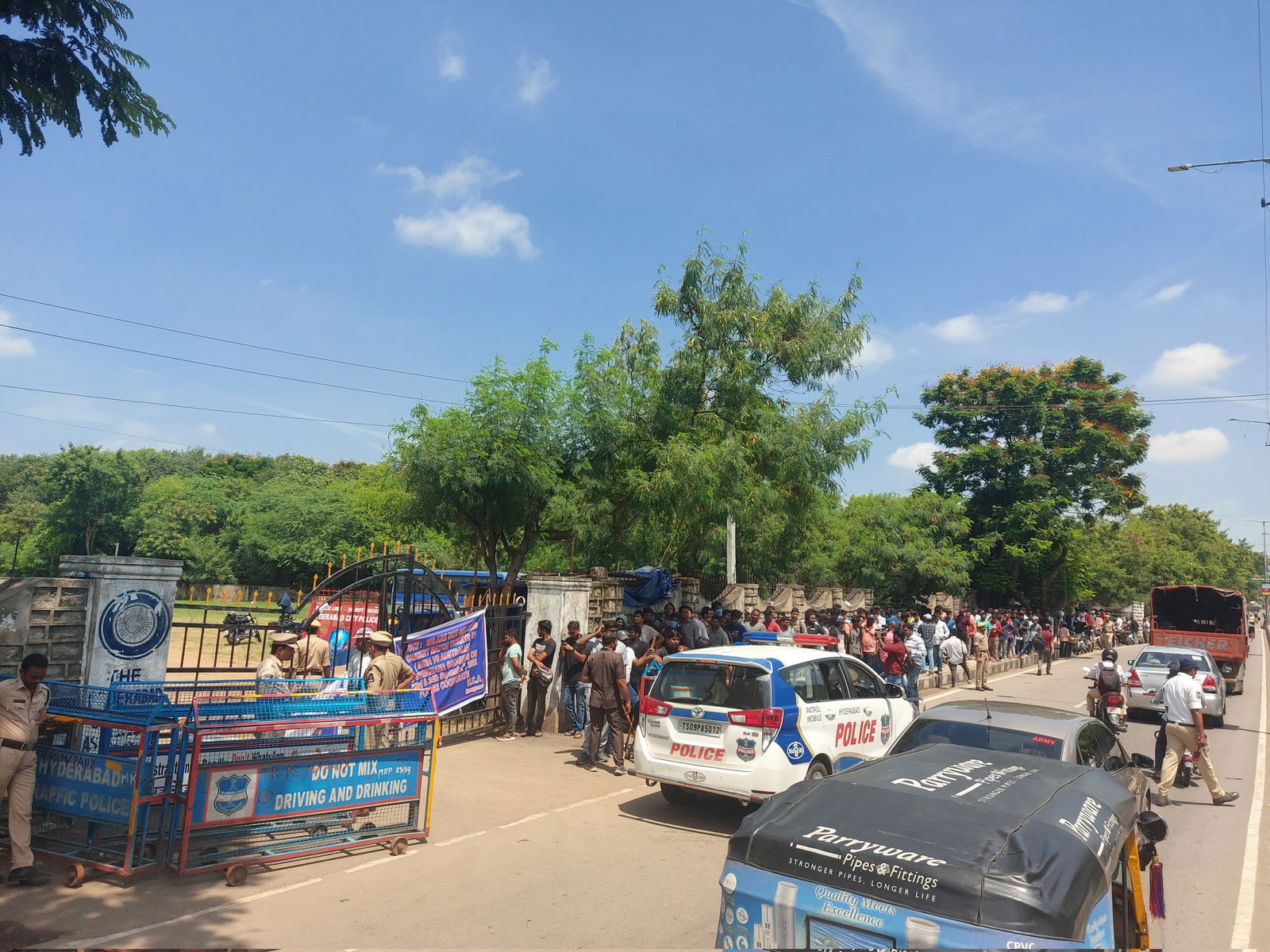 Crowd gathered outside Gymkhana Ground for ticket sales to begin