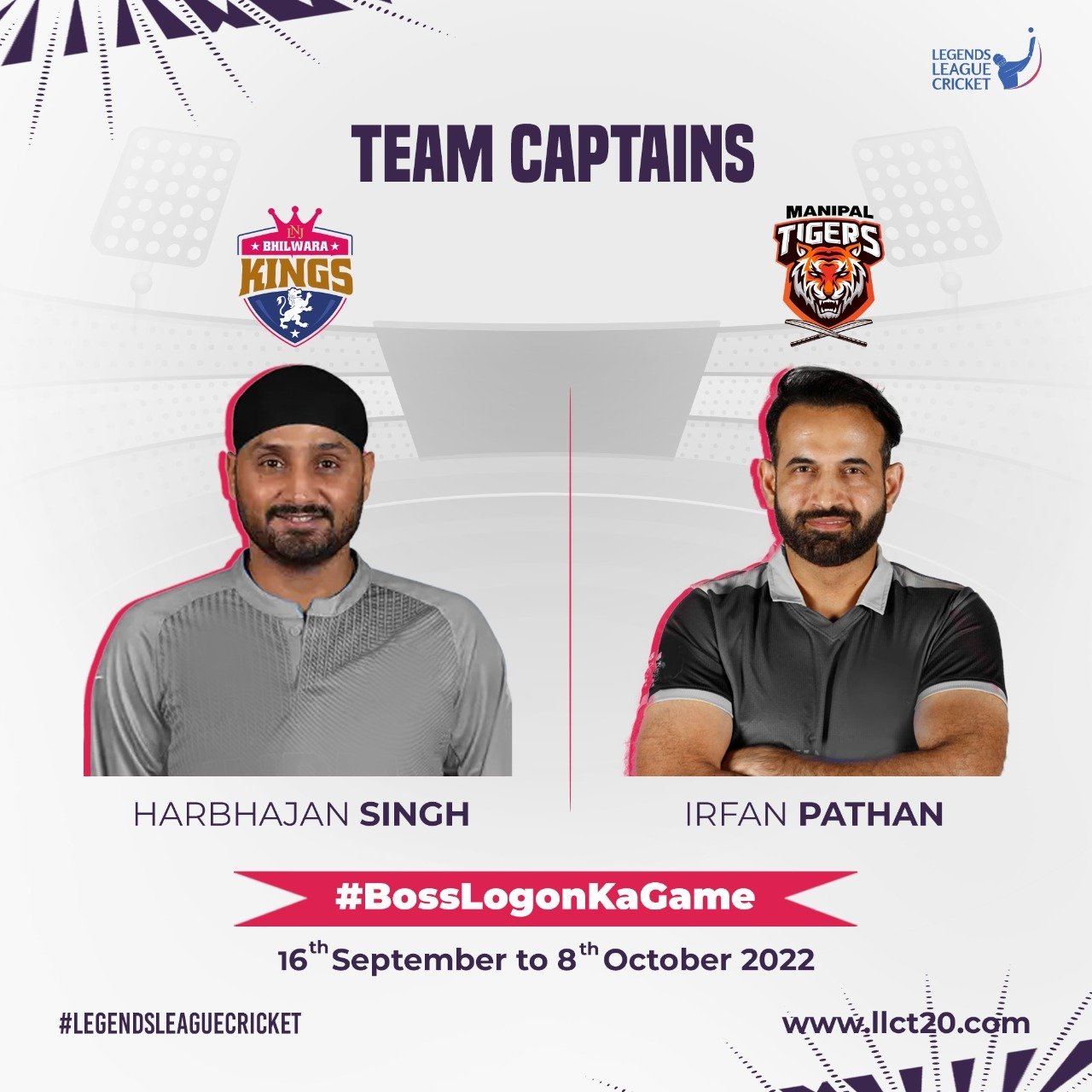 Harbhajan Singh and Irfan Pathan to lead the last two franchise team of Legends League Cricket