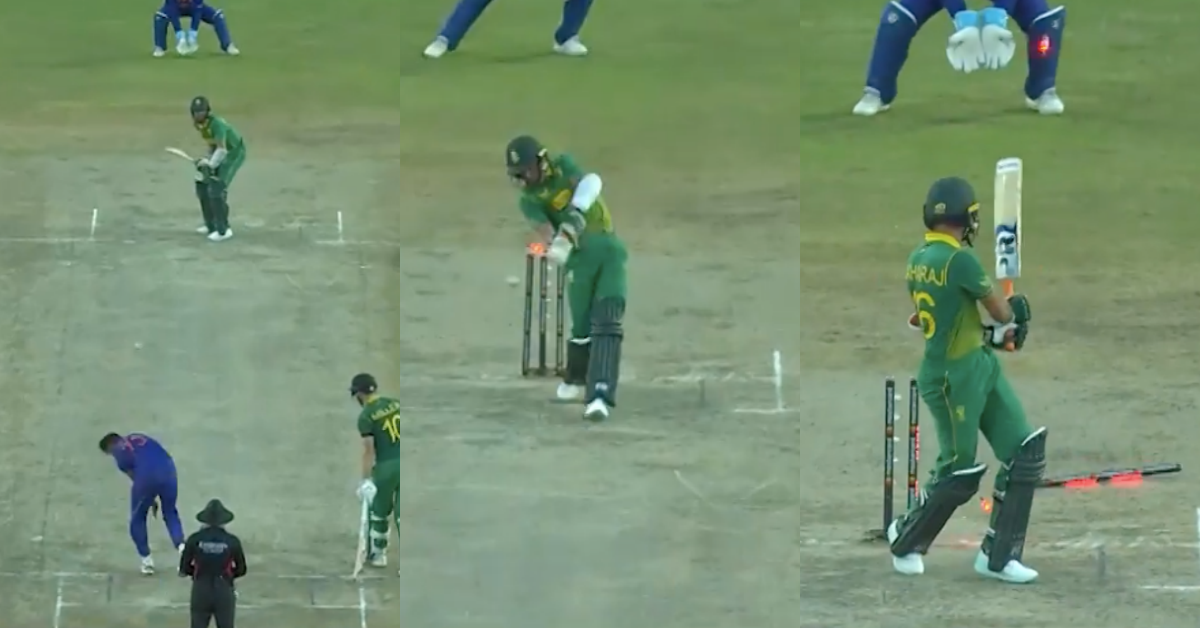 IND vs SA: Watch - Mohammed Siraj Knocks Over Keshav Maharaj's Stumps In The 2nd ODI Against South Africa