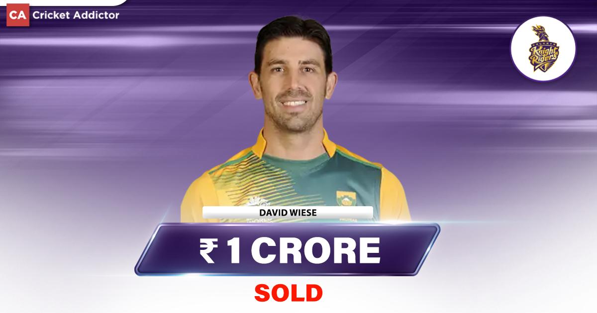 IPL Auction 2023- David Wiese Bought By KKR For 1 Crore