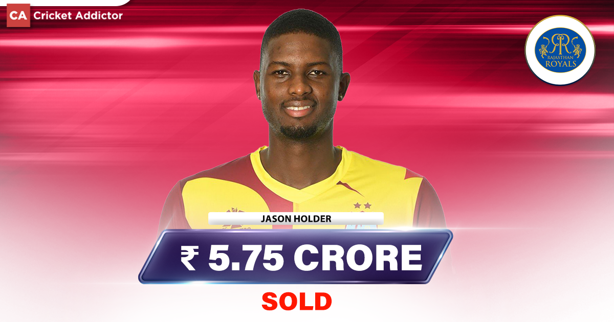 IPL Auction 2023- Jason Holder Bought By Rajasthan Royals (RR) For 5.75 Crores