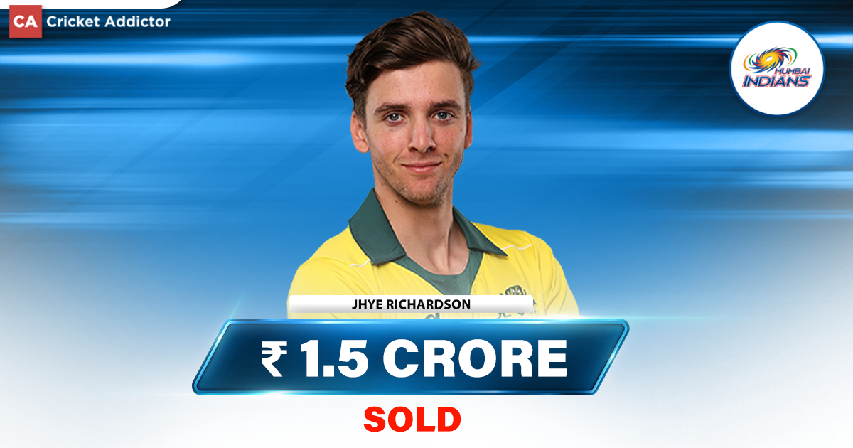 IPL Auction 2023- Jhye Richardson Bought By Mumbai Indians (MI) For INR 1.5 Crores