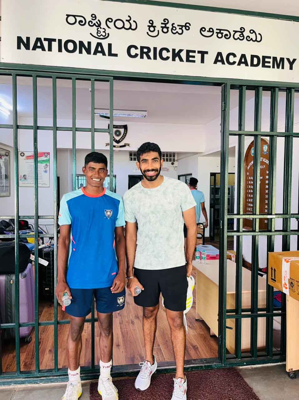 Sakib Hussain with Jasprit Bumrah