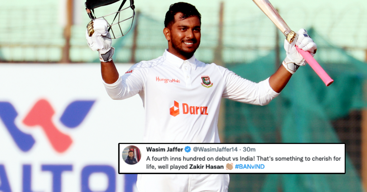 Twitter Hails “Mightily Impressive” Debutant Zakir Hasan As He Hits Sensational Ton In 4th Innings Of IND vs BAN 1st Test