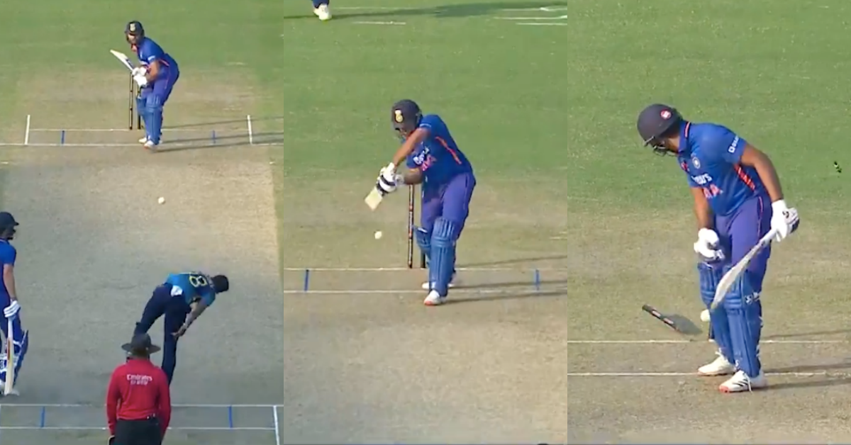 IND vs SL: Watch – Rohit Sharma Inside-Edges Dilshan Madushanka Onto His Stumps In Guwahati ODI To Miss Out On A Ton