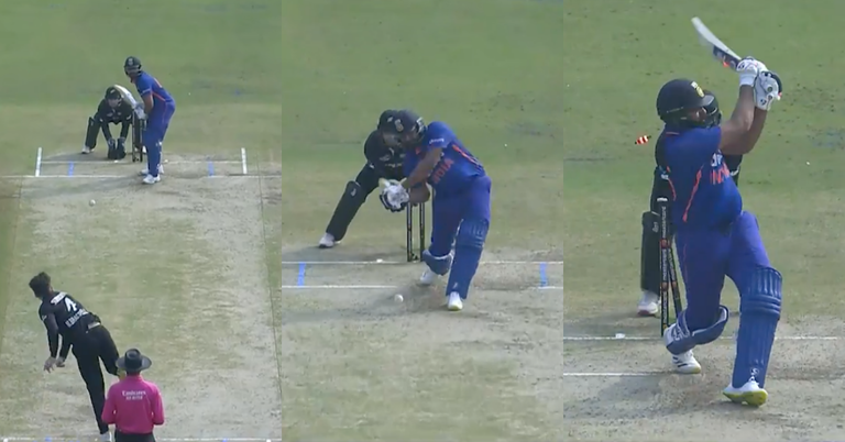 IND vs NZ: Watch - Michael Bracewell Castles Rohit Sharma's Stumps In the 3rd ODI Against India