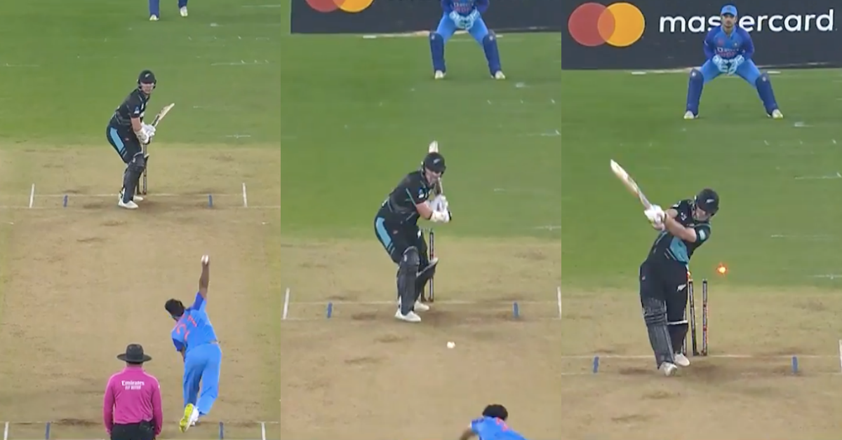 IND vs NZ: Watch – Umran Malik Castles Michael Bracewell As New Zealand Sink Further At Narendra Modi Stadium