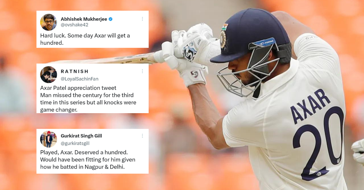 IND vs AUS: "Ayee Bapu Taari Batting Kamaal Chhe"- Twitter Reacts As Axar Patel's Innings Ends In Heartbreak After Falling Short Of A Century