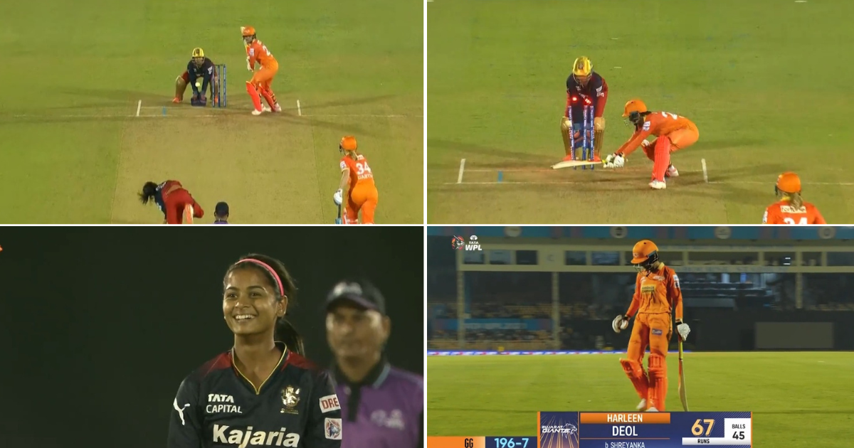 GUJ-W vs RCB-W: Watch - Harleen Deol Knocked Over By Shreyanka Patil's Fantastic Delivery In WPL 2023
