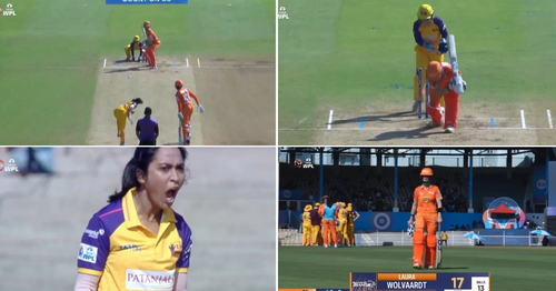 GUJ-W vs UP-W: Watch - Anjali Sarvani Thrashes In-form Laura Wolvaardt's Stumps
