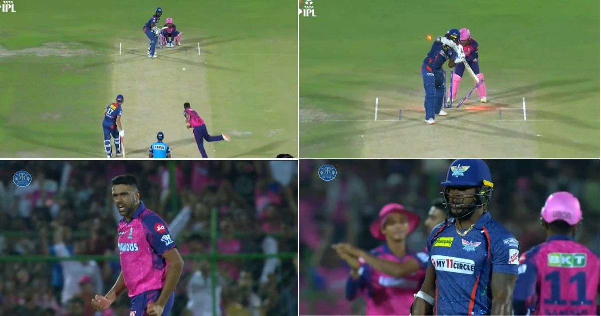 RR vs LSG: Watch- Ravichandran Ashwin Thrashes Kyle Mayers' Stumps