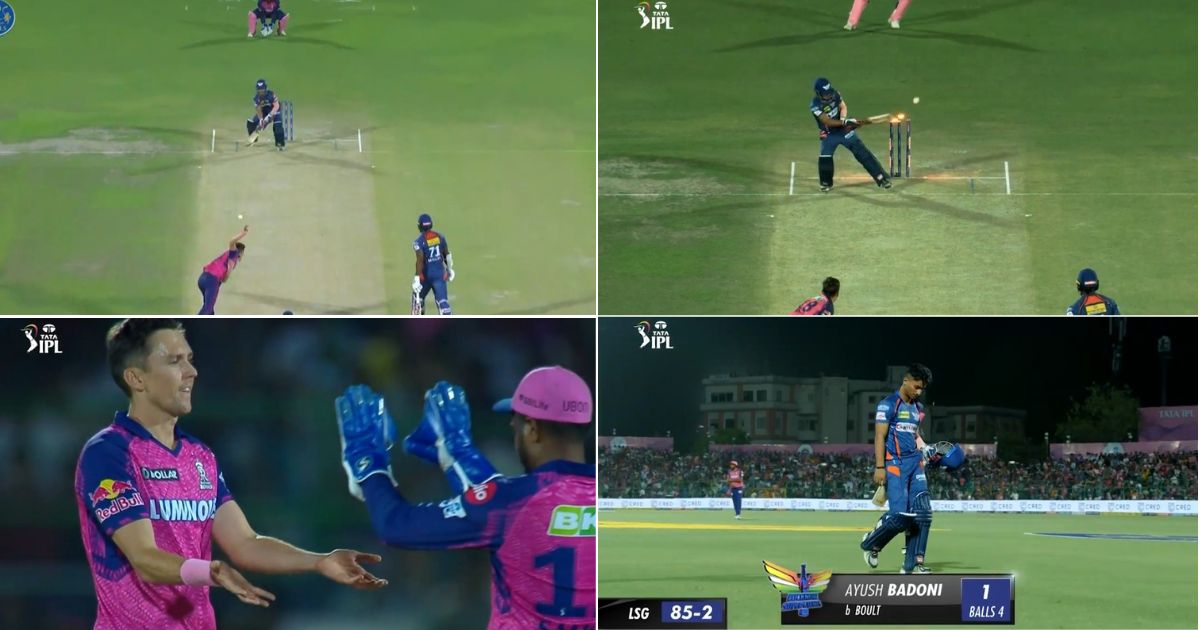 RR vs LSG: Watch - Ayush Badoni Tries To Scoop, Ends Up Hitting Trent Boult's Delivery On The Stumps