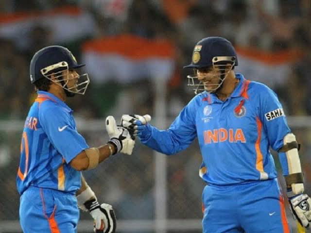 Sachin Tendulkar and Virender Sehwag {PC: Twitter}