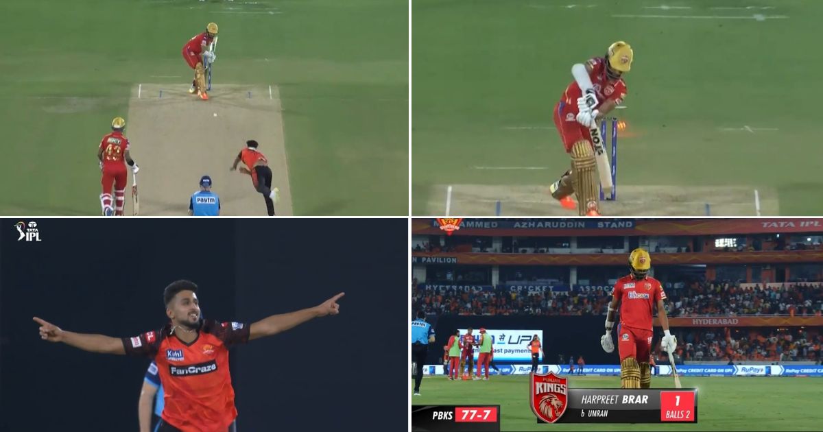 SRH vs PBKS: Watch- Umran Malik Thrashes Harpreet Brar's Stumps