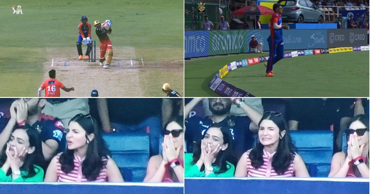 RCB vs DC: Watch – Anushka Sharma Gets Disappointed As Virat Kohli Gets Dismissed After Scoring 50 At Chinnaswamy