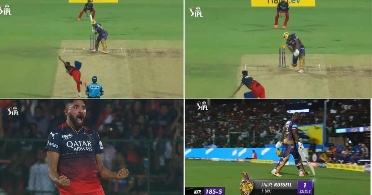 RCB vs KKR: WATCH - Mohammed Siraj Rips Opens Andre Russell's Stumps With A Perfect Yorker