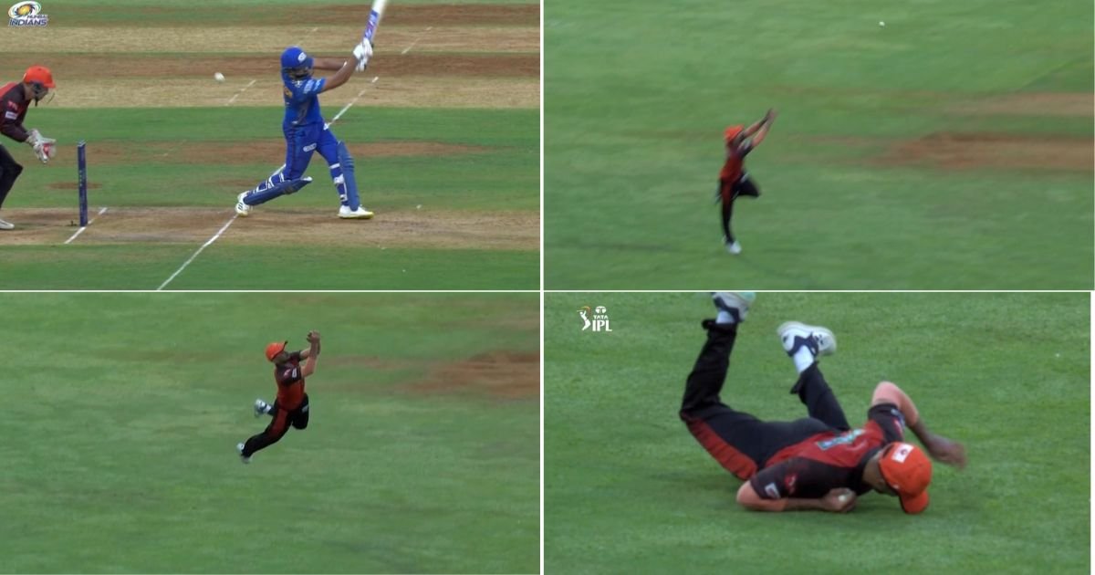 MI vs SRH: Watch - Nitish Reddy Takes An Absolutely Exceptional Flying Catch To Send Back Rohit Sharma For 56