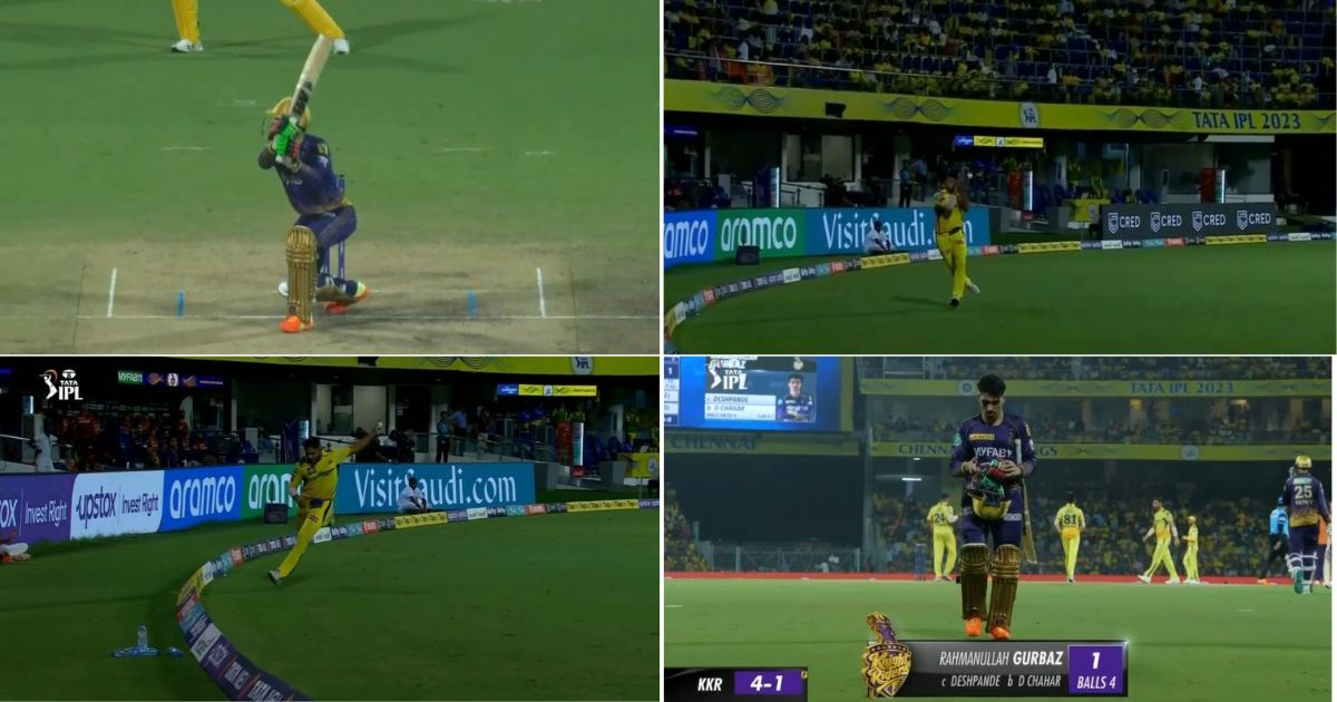 CSK vs KKR: Watch - Tushar Deshpande Takes A Stunning Running Catch To Get Rid Of Rahmanullah Gurbaz