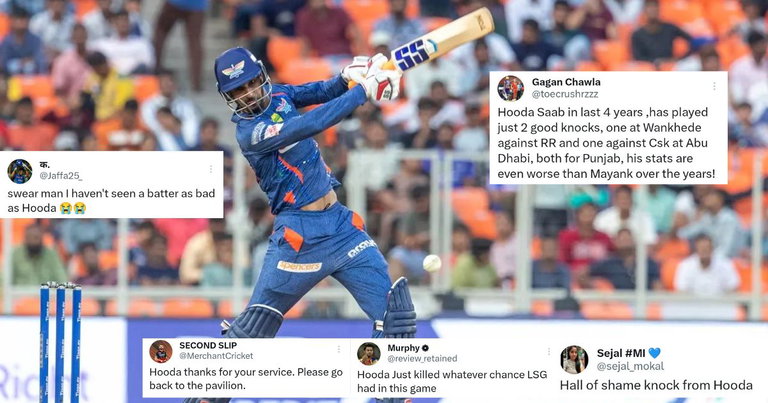 GT vs LSG: "Can't Believe We Took Him For WC Ahead Of Shreyas Iyer" - Fans On Twitter Slam Deepak Hooda As He Baggs Another Failure In IPL 2023