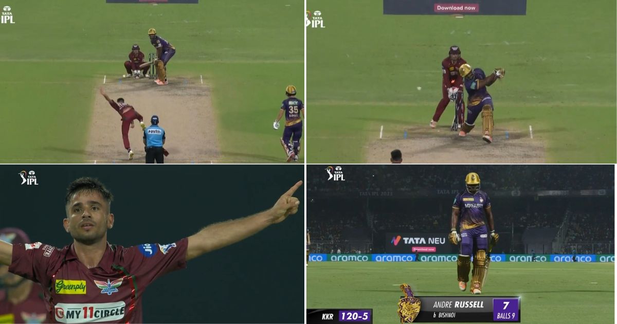 KKR vs LSG: WATCH - Ravi Bishnoi Castles Andre Russell With A Brilliant Delivery At Eden Gardens In Kolkata