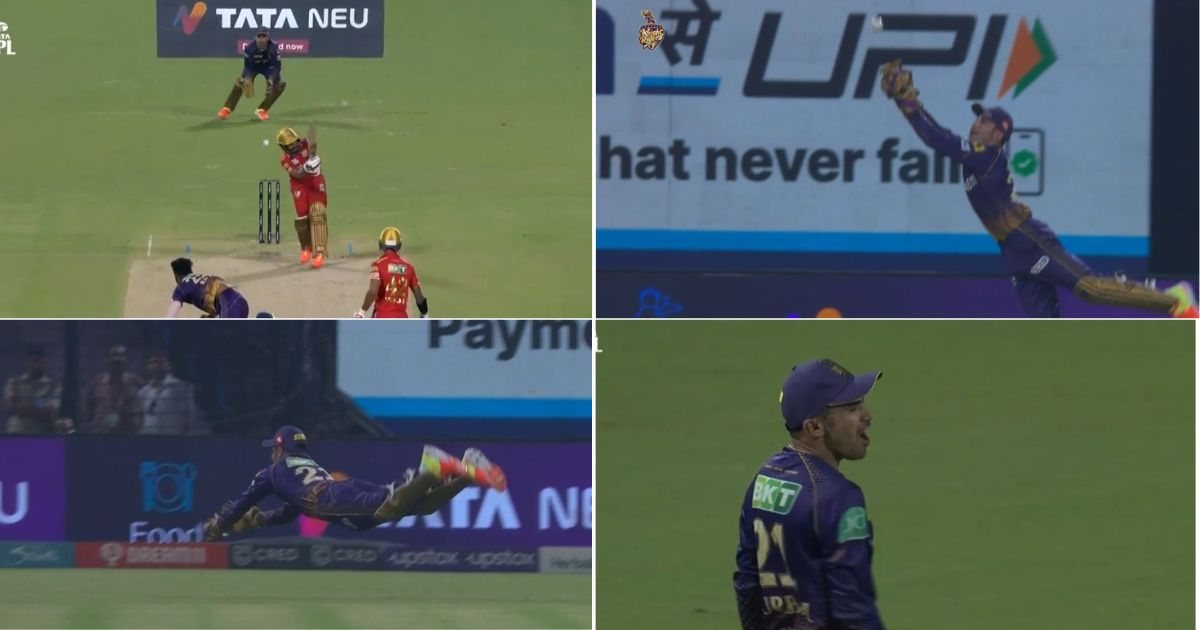 KKR vs PBKS: WATCH - Rahmanullah Gurbaz Grabs A Brilliant Catch On Second Attempt To Send Prabhsimran Singh Packing For 12 Runs