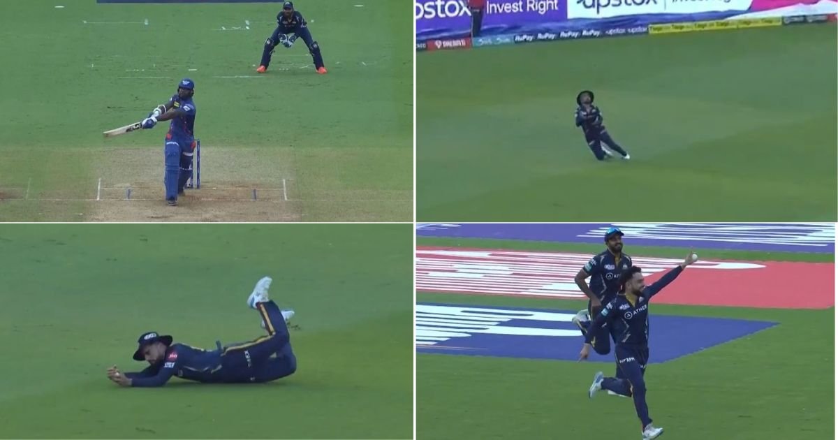 GT vs LSG: Watch - Rashid Khan Takes A Breathtaking Catch To Get Rid Of Dangerous-Looking Kyle Mayers
