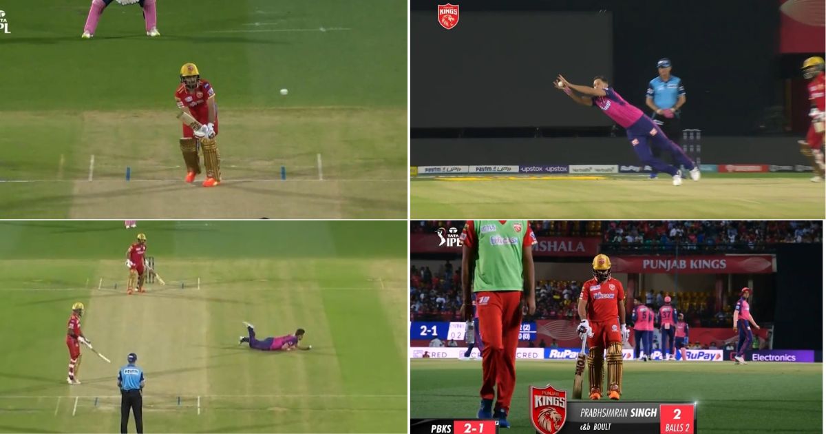 PBKS vs RR: Watch - Trent Boult Takes A Splendid Return Catch To Dismiss Prabhsimran Singh Cheaply