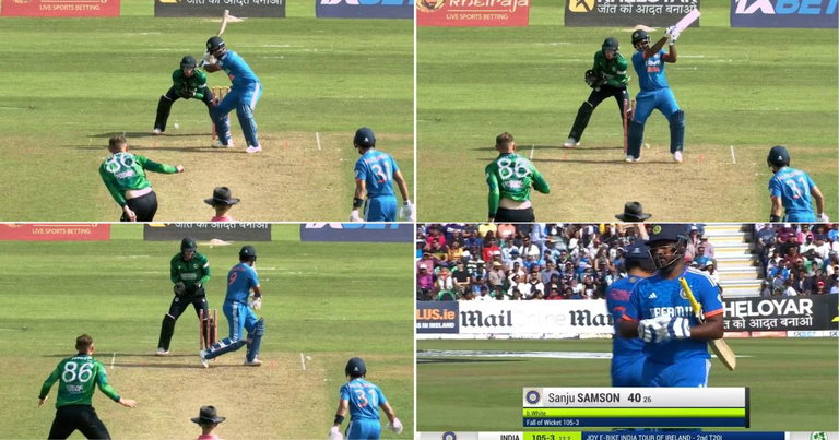 IND vs IRE: WATCH - Sanju Samson Gets Unlucky As He Chops On After Blistering Start