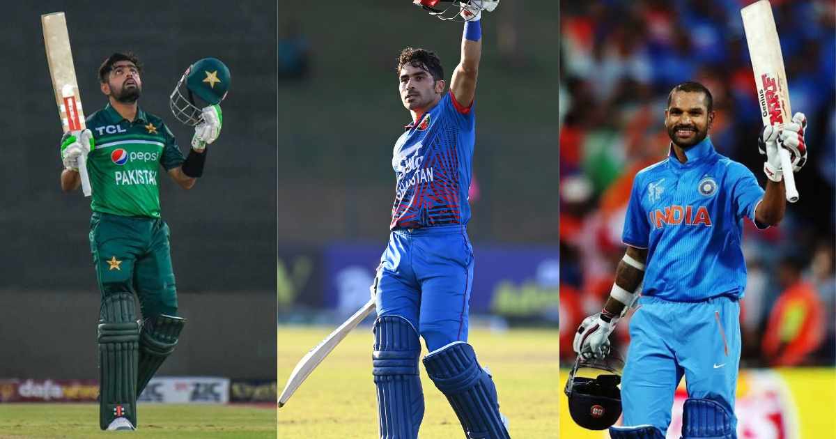 Babar Azam (L), Rahmanullah Gurbaz (M) and Shikhar Dhawan (R) {PC: Twitter}