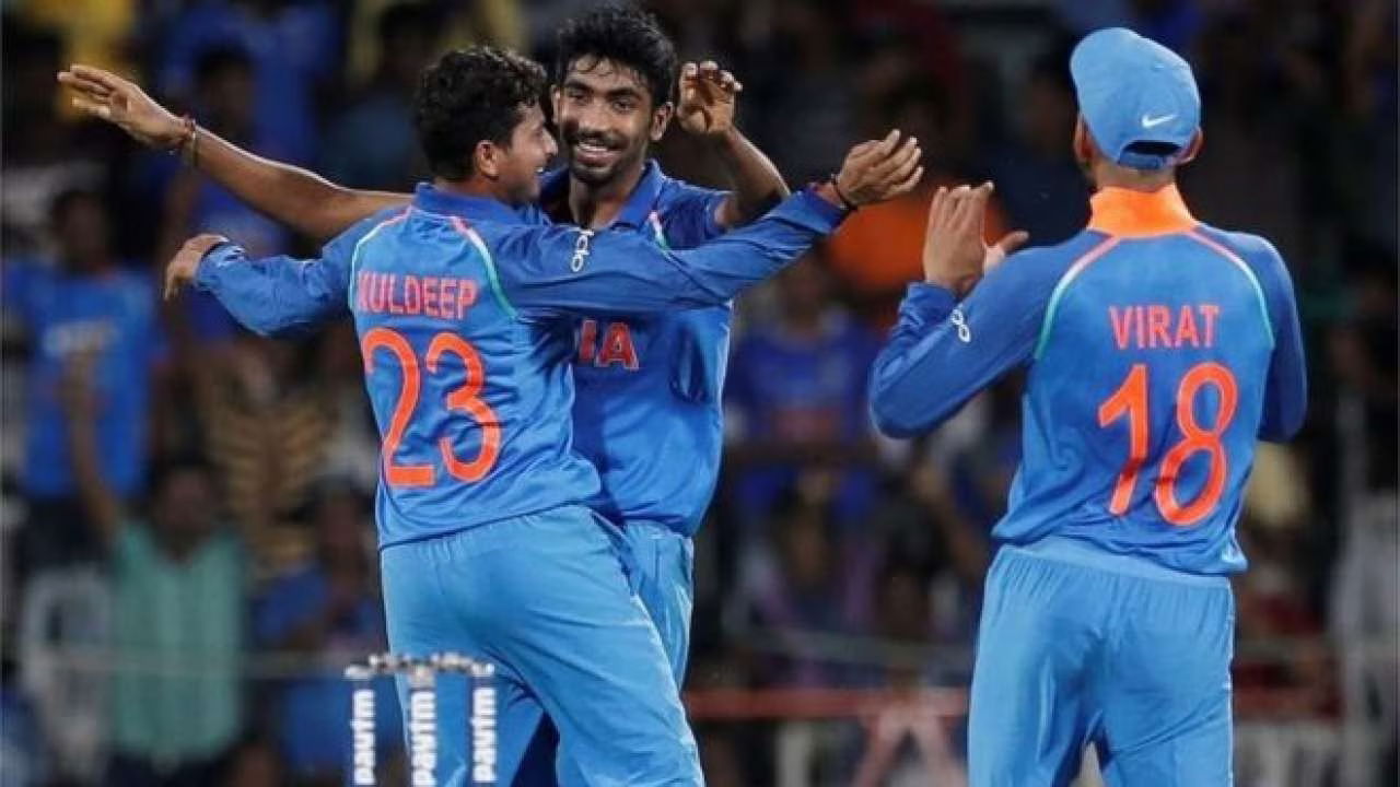 Jasprit Bumrah,Kuldeep Yadav, and Virat Kohli