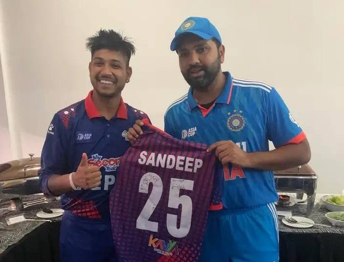 Rohit sharma and Sandeep Lamichhane