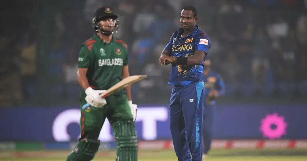 Angelo Mathews, Shakib Al Hasan dismissal