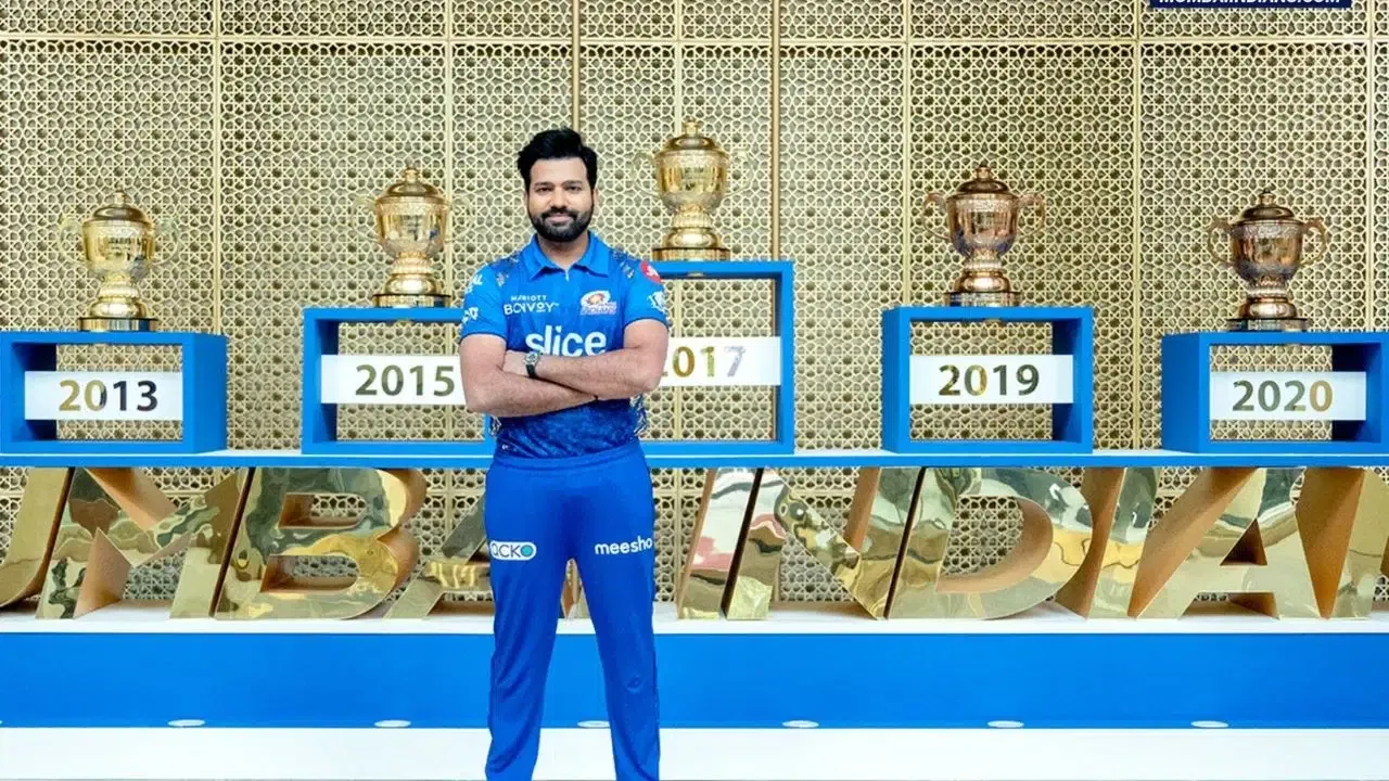 Rohit Sharma with IPL trophies