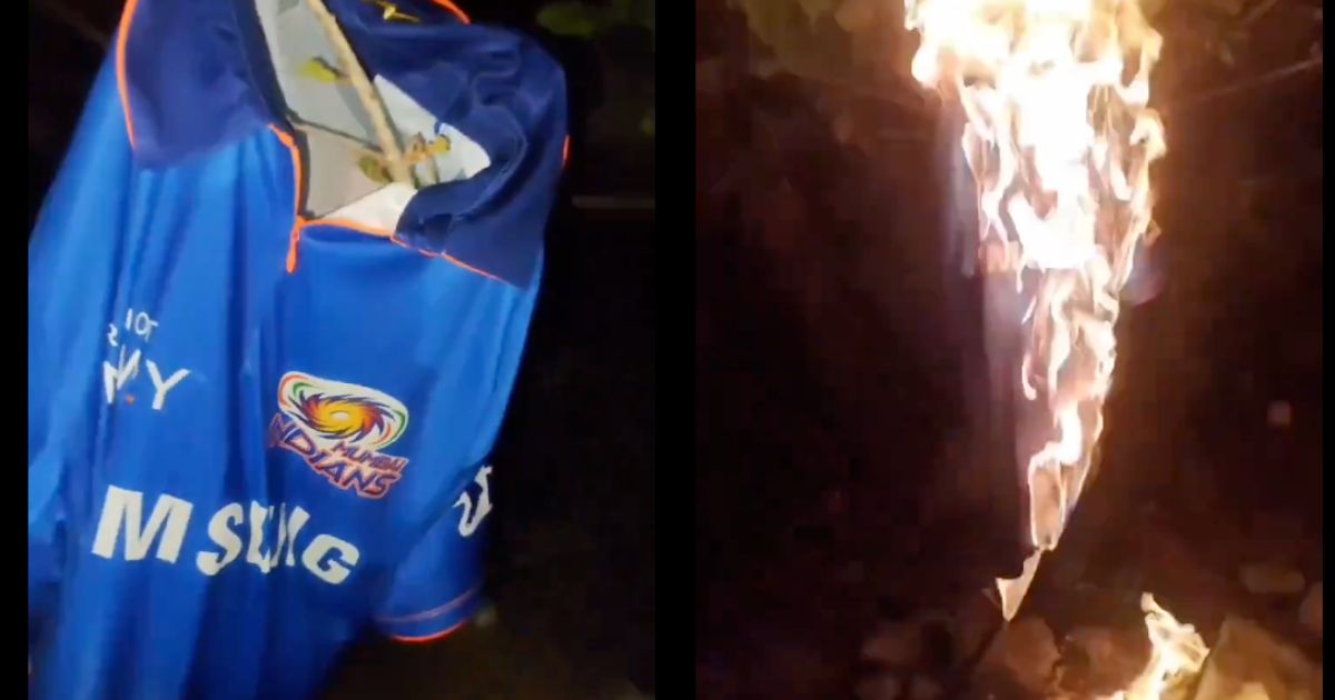 Rohit Sharma Mumbai Indians Jersey Burnt