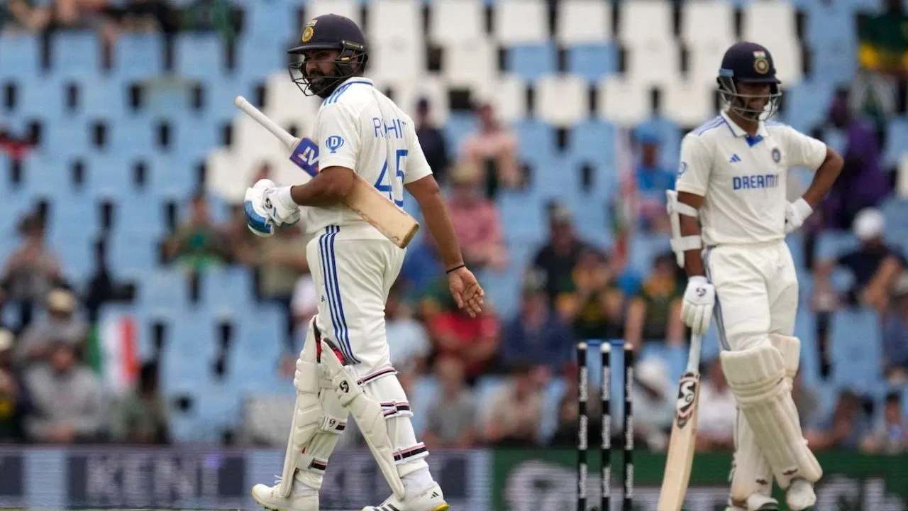 Rohit Sharma dismissed while playing a pull shot.