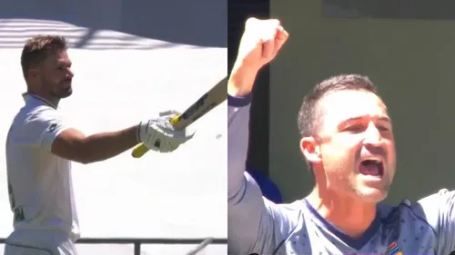 Aiden Markram dedicates ton to Dean Elgar.