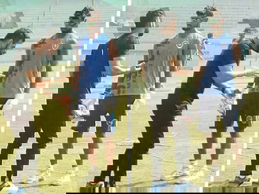 Sumit Kumar with MS Dhoni