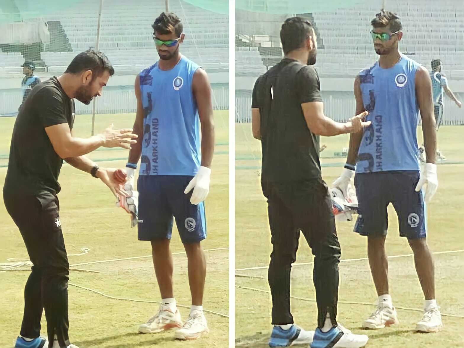 Sumit Kumar with MS Dhoni