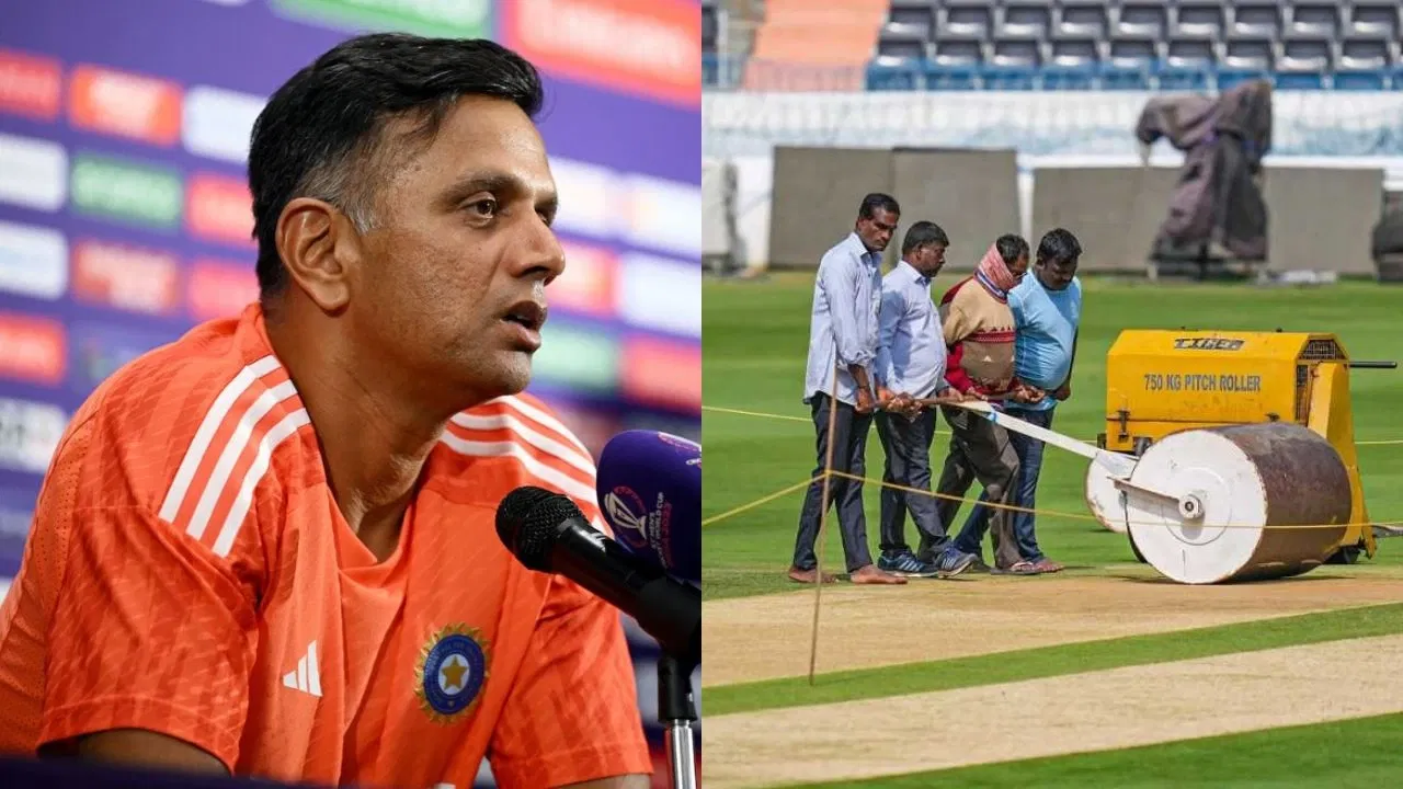 India Rahul Dravid on Hyderabad pitch