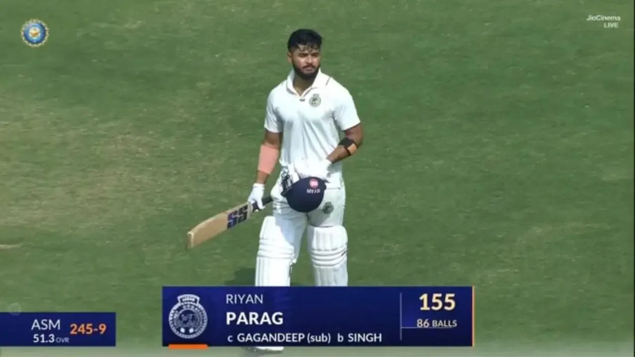 Riyan Parag scores 155 against Chattisgarh in Ranji Trophy