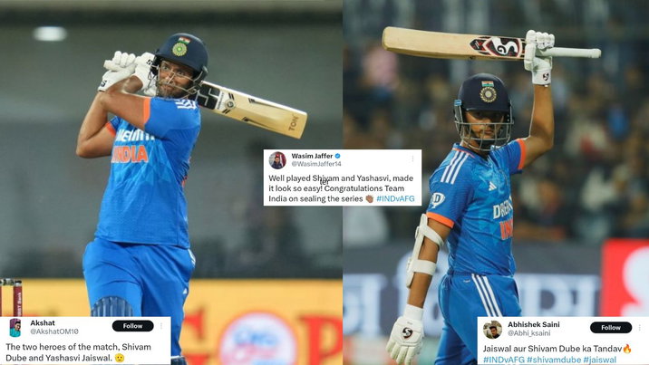 Twitter reacts Shivam Dube and Yashasvi Jaiswal Help India Beat Afghanistan